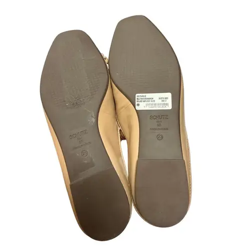 Schutz NWT Anthropologie Lolita Flats – Nude Leather Bow Slip-On Shoes, Size 6