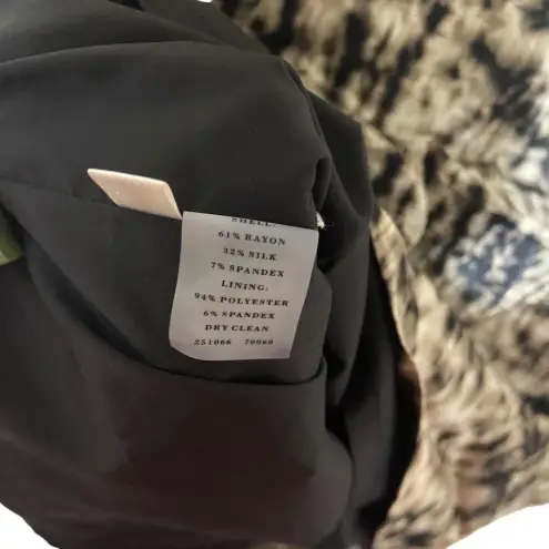 Ann Taylor  Silk Blend Paint Strokes Print Plunge Sheath‎ Midi Dress Size 6