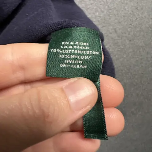 Lauren Ralph Lauren Dress Womens Large Navy White Striped 3/4 Sleeve Boatneck Blue