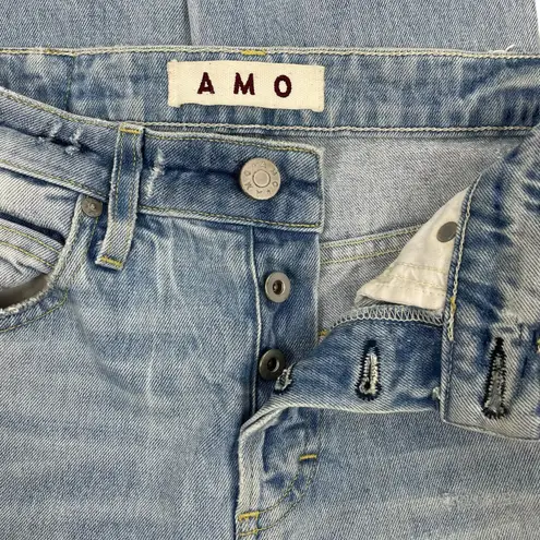 AMO Babe High Rise Straight Leg Crop Jeans Sweet Cheeks Size 27 Blue