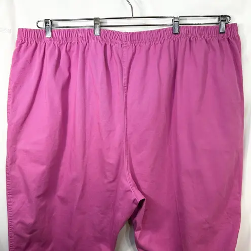 Woman Within Plus Size 36T Cropped Pants Capri Hot Pink Cotton Elastic 1472