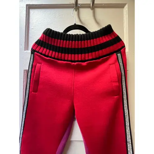Frankie Morello red purple black color block stripe urban jogger sweatpants XS