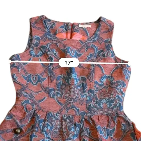 Anthropologie Tulle Structured Tapestry Scoop Neck Mini Dress Sz S