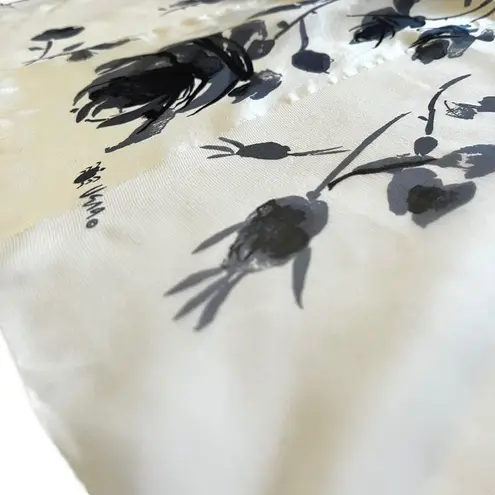 Vintage Vera Neumann Ladybug Monochrome Rose Print Silk Scarf White