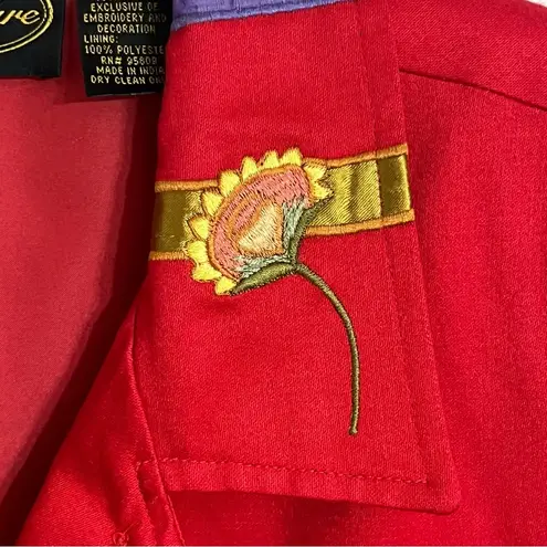 Women’s Allure Vintage Embroidered Floral Patterned Jacket Red Size XL