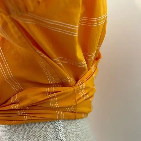 Acler Wyatt Blouse Orange White Stripe Wrap Puff Sleeve Tie Size 2