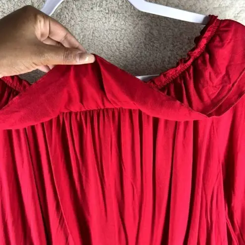 IMAN Womens Tops Size M Red Ruffled Tassels Size M