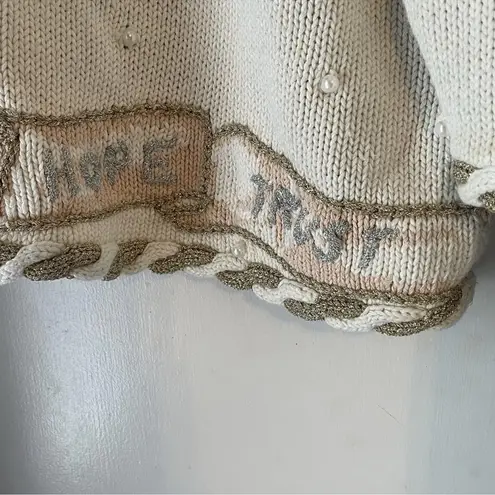 Stitches In Time Angels Peace Love Hope Button Cardigan Winter Knit Sweater 3X Red