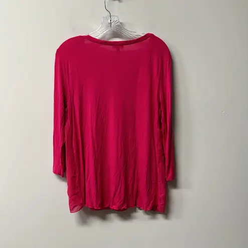 cupio  Ladies Blouse Pullover V-neck Long Sleeve Pink Blouse Size Large Office