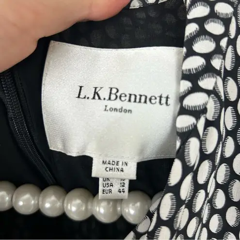 LK Bennett L.K.Bennet London Lorenna Silk Black / White Printed Jumpsuit Size 12