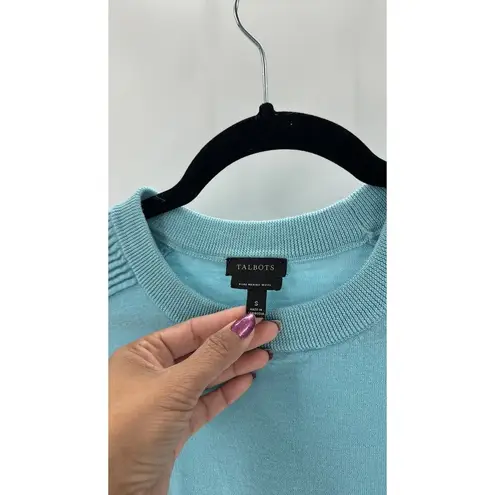 Talbots  teal MERINO WOOL SWEATER lightweight coastal preppy crew neck