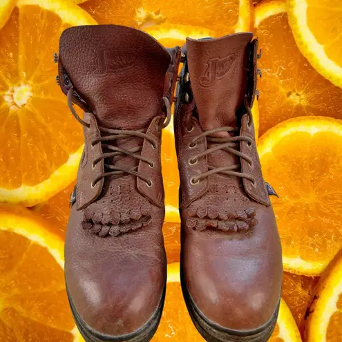 Justin Boots Justin Women's L0902 Brown Leather Roper Work Boots, Size 9B, Ankle Boots