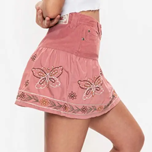 Ymi Skirt Embellished Butterfly Cotton Corduroy Dusty Pink. Size 5
