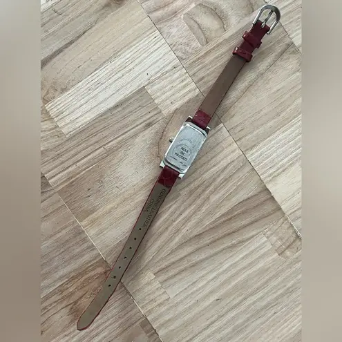 Jaclyn Smith Ladies Watch Stainless Rectangular Case Stainless Dial Red Leather