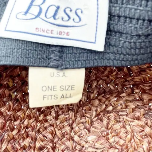 Vintage Bass Woven Braided Raffia Straw Sun Hat Dark Brown Y2K 90s Blossom OS
