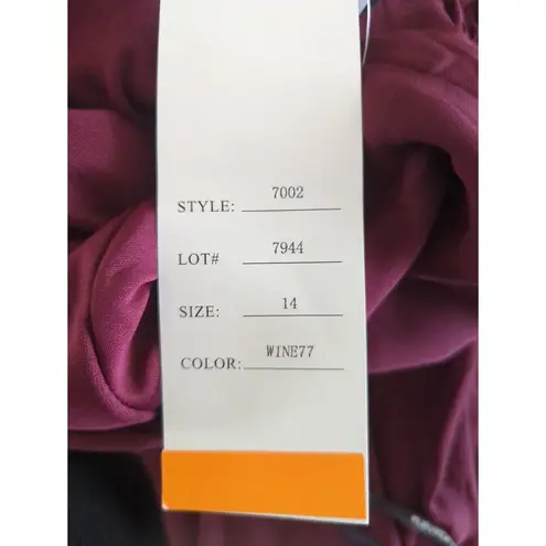 Bill Levkoff Halter Neck Maxi Chiffon Dress Maroon Women Sz 14 NWT Party Wedding Red