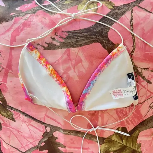 Boohoo y2k pink galaxy print bikini top 