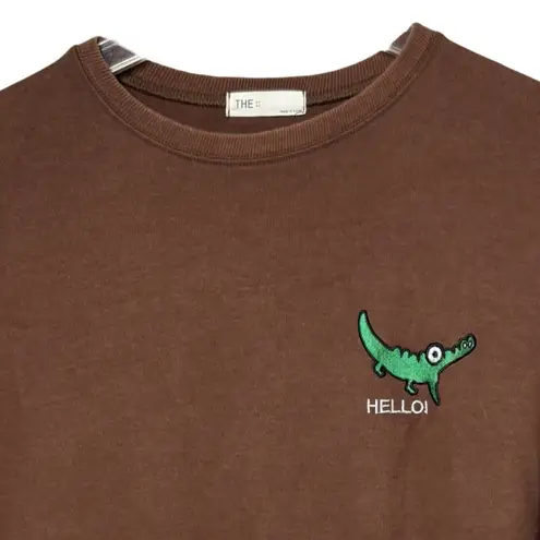 Alligator Shirt Womens Large Brown Sweatshirt Casual Neutral Minimalist Fun Brown