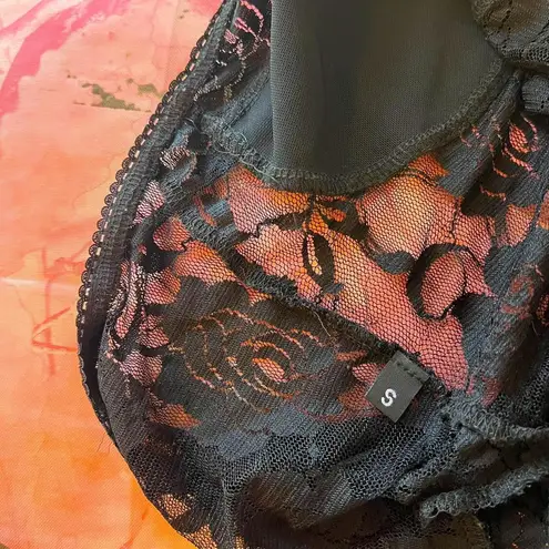 Boys Lie black lace angel charm mesh tank top