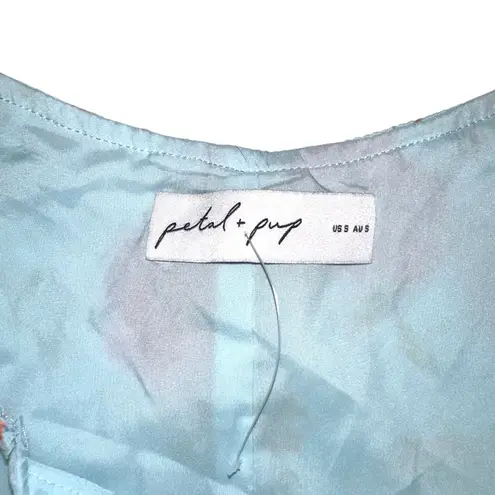 Petal and Pup NWOT Irelynn Floral Off-Shoulder Ruffle Tiered Blue Maxi Dress SMALL