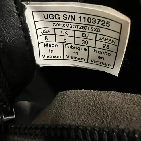 UGG  Aureo II Boots Womens 8 Gray Ankle Booties Leather Zip Round Toe winter shoe