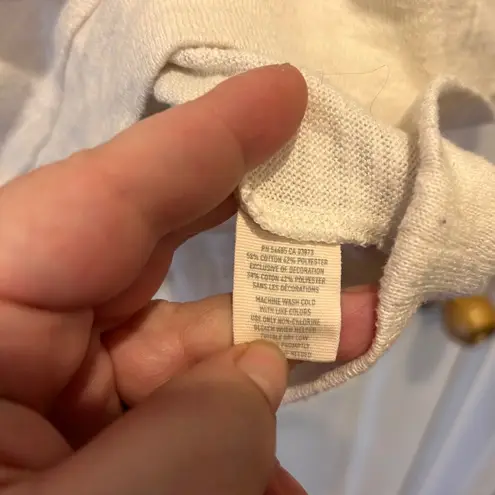 Aerie  Off The Shoulder Lace Sleeve Sweatshirt Cream Womens Large Boho Festival