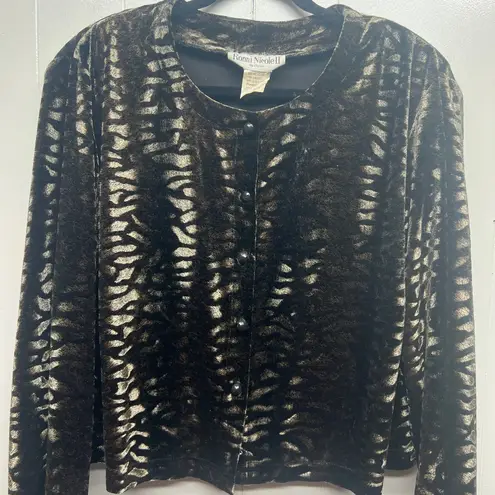 Ronni Nicole II Vintage Tiger Print Button Front Long Sleeve Womens Jacket Sz 22 Brown