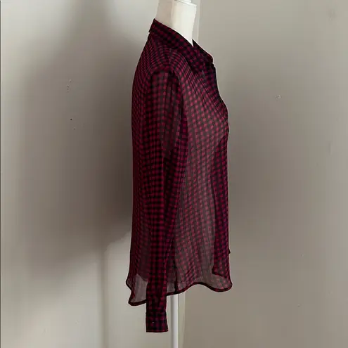 Violet+Claire Dark Pink and Navy Checkered Blouse sz M