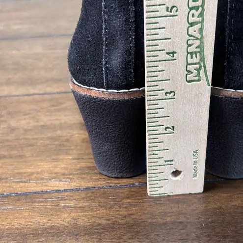 White Mountain  Women's Lambert Lace-Up Suede Wedge Booties Black Size 7.5 M