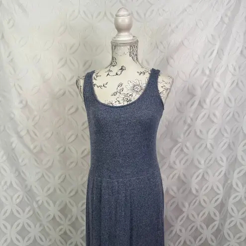 Daily Ritual Cozy Knit Rib Heathered Blue Gray Tiered Tank Dress Size XS