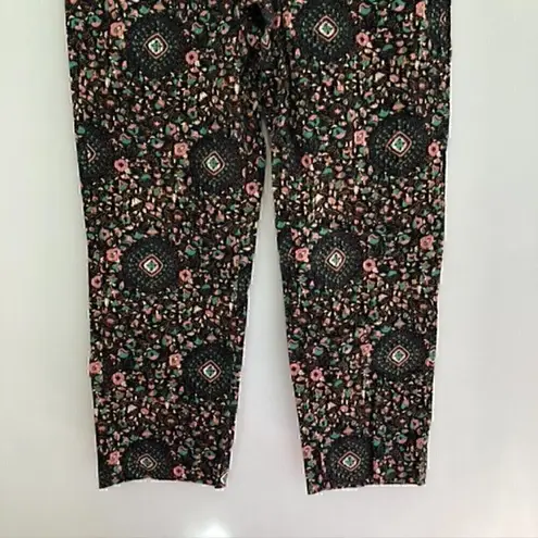 J.Crew  Printed Skimmer Pant Navy Blue Green Pink Floral Cotton Cropped Ankle 6