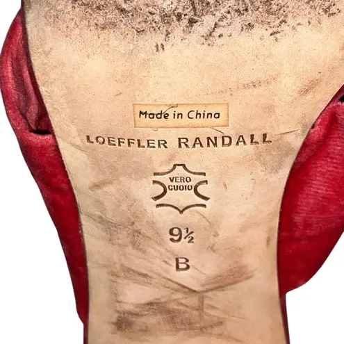 Loeffler Randall Coco Pink Knotted Velvet Block Heel Slides Mules Sandals 9.5