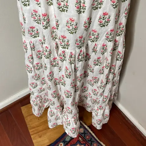 Meadows Boston Block Print Floral Linen UK 10 / US 6 White