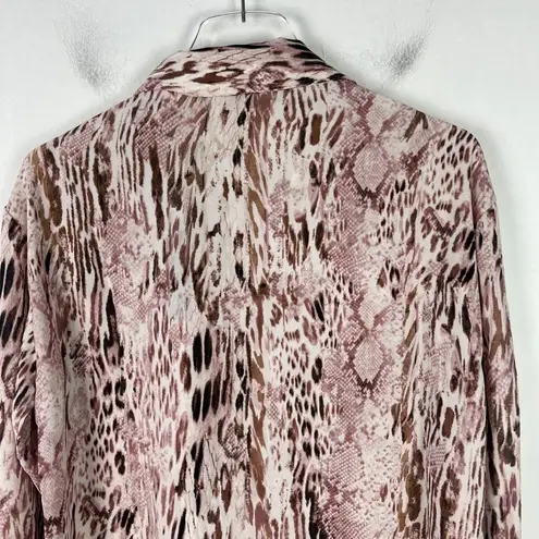 T Tahari NWT  Snakeskin Print Long Sleeve Semi-Sheer Buttondown Top Size Small S