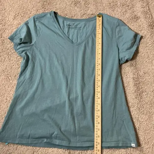 Pact V Neck T Shirt Light Blue Organic Cotton Casual Basic Top Size L