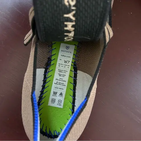 Rothy's The Square Mary Jane Flat Shoes 7 Taupe Black