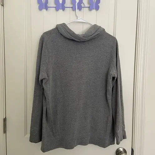 Made for life EUC women’s gray cowl neck drawstring hooded sweatshirt top medium