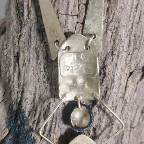 Lena Pin Brooch Woman Heart Tribal Design Vintage Handmade Brass Figurine Signed Gold