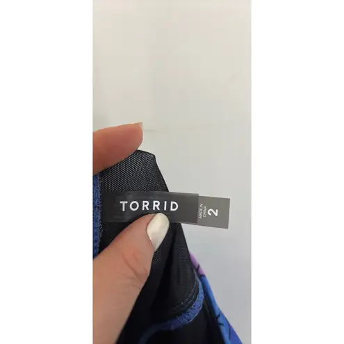 Torrid  Swim Dress Womens 2X Mermaid Scales Blue Ruffled Straps Criss Cross