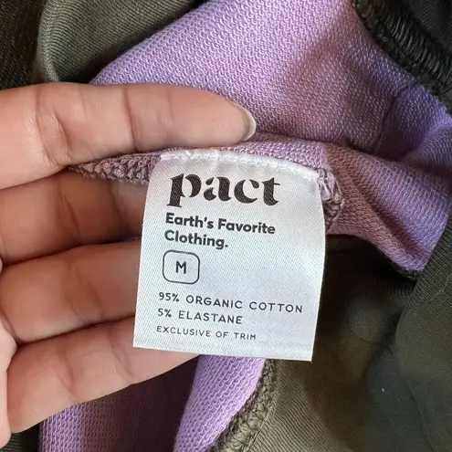 Pact Organic Sweatshirt Womens Medium Green Purple Colorblock Quarter Zip