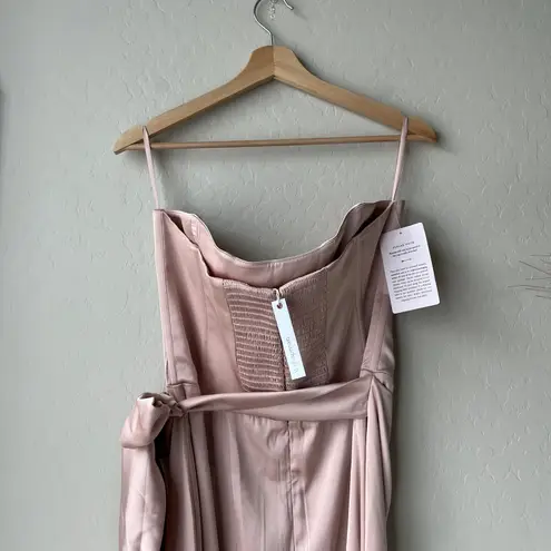 NEW V. Chapman Dress June Rose Pink Satin Strapless Corset Maxi Gown Size 12