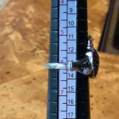 Natural Red Garnet Sterling Silver Claddagh Ring Size 6