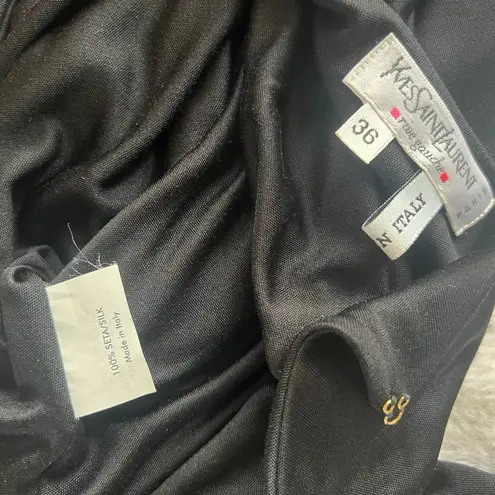 Women's VINTAGE Yves Saint Laurent Black Long Sleeve Dress US 6 Gold Accents Size undefined