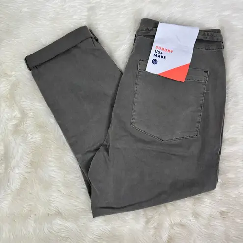 Sunday Revolve Le Soleil Pant Contrast Stripe Frayed Hem in Cactus Size 28 NWT Green