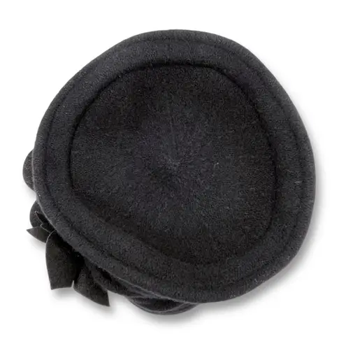 Vintage 90s Black Wool Cloche Hat Flower Accent 100% Wool Winter Dressy Travel