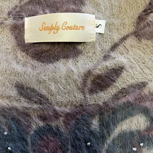 Simply Couture  Soft Floral Patterned with Silver Details Sweater  Sz S