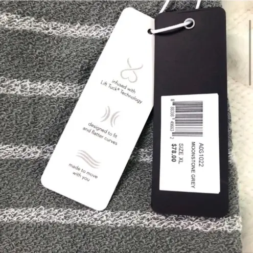 NYDJ Grey White Striped 3/4 Sleeve Sweatshirt NWT