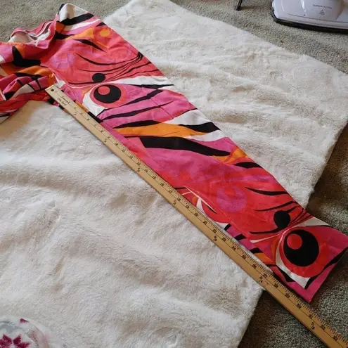 Evelyn Abstract Funky Fun NWOT Pants Size 8 Pink Retro White Black Zipper Side