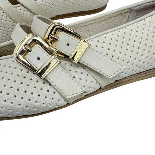 Dolce Vita Baylee Ballet Flats Bone Perforated Suede Cream Mary Jane 8 White