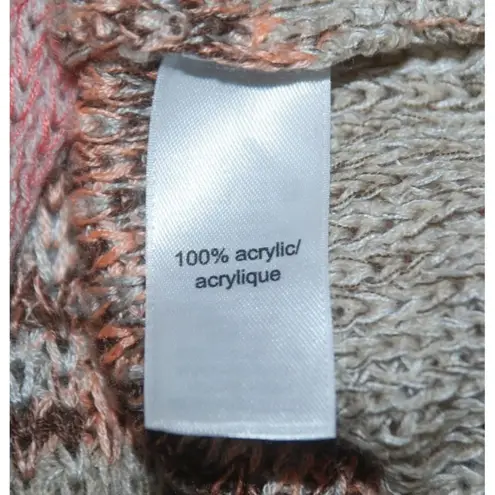 Maurice's  Boho Long Cardigan Sweater Size 3 Open Front Striped Brown Pink Fringe